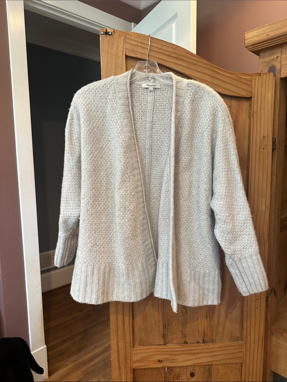 Madewell Light Cream Open-Front Knit Cardigan